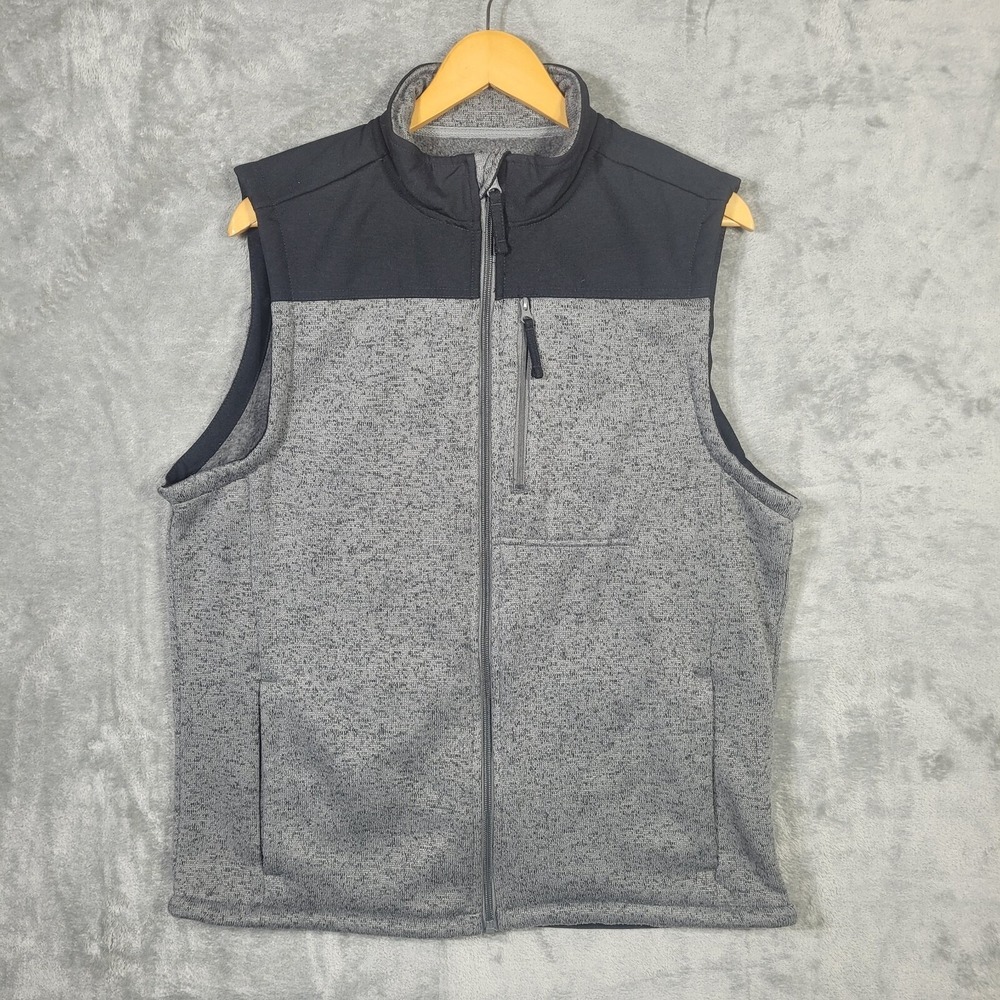 Ridgecut Vest Mens Medium Full Zip Fleece Lined Toughwear Gray Black Outdoor